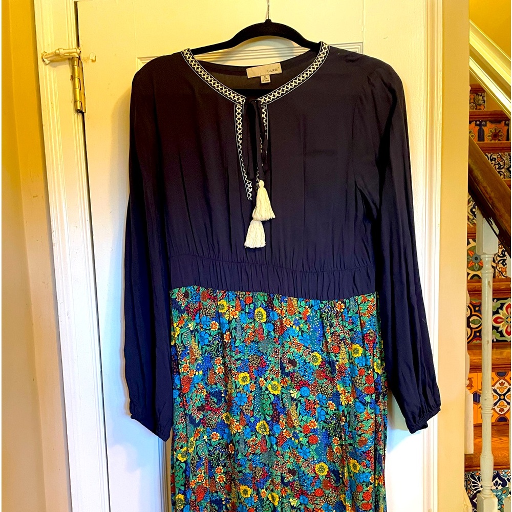 Luukse flower pattern long sleeve dress